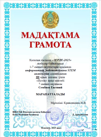 Поздравляем победителей и призёров НПК "Зерде"